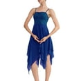 thumbnail image 1 of Kaerm Women Adult Spaghetti Strap Sleeveless Asymmetric Chiffon Triple Panel Lyrical Skirt Blue M, 1 of 8