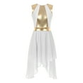 thumbnail image 1 of Kaerm Women Color Block Petchwork Sleeveless Irregular Hem Dress Lyrical Dance Performance Dress White L, 1 of 6