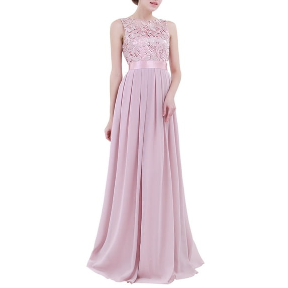 Kaerm Women Empire Waist Embroidered Chiffon Wedding Bridesmaid Dress Long Evening Prom Gown Dusty Rose 16