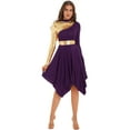thumbnail image 1 of Kaerm Women Metallic Color Block Church Praise Dance Dress Worship Liturgical Tunic Dancewear Dark Purple XXL, 1 of 7