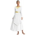 thumbnail image 1 of Kaerm Women Metallic Praise Liturgical Lyrical Dance Dress Lace-Up Sides Split Worship Dance Tunics White XXL, 1 of 7