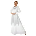 thumbnail image 1 of Kaerm Women Shimmer Draped Neck Dance Tunic Lyrical Contemporary Praise Dance Overlay Dress Silver XXL, 1 of 7