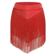 thumbnail image 1 of Kaerm Women Tassel Latin Dance Skirt Irregular Hem Length Fringe Salsa Tango Rumba Dancewear Red M, 1 of 3