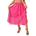 thumbnail image 1 of Kaerm Women's Bell Dance Chiffon Skirt with Coin Tribal Folk Dance Swing Dress Belly Dancewear Hot Pink One Size, 1 of 8