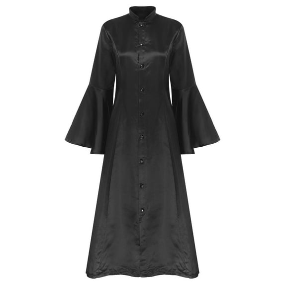 Kaerm Women's Church Clergy Dress Flared Sleeve Maxi Dress Choir Robe Priest Robe Liturgical Robe Black XL