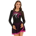 thumbnail image 1 of Kaerm Women's Girls Ice Skating Competition Dress Mesh Patchwork Layered Dance Leotard Dress Hot Pink M, 1 of 7