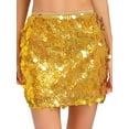 thumbnail image 1 of Kaerm Women's Girls Shiny Sequin Mini Skirt Glitter High Waist Bodycon Miniskirt Gold M, 1 of 6