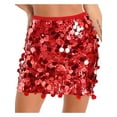thumbnail image 1 of Kaerm Women's Girls Shiny Sequin Mini Skirt Glitter High Waist Bodycon Miniskirt Red M, 1 of 6