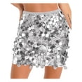 thumbnail image 1 of Kaerm Women's Girls Shiny Sequin Mini Skirt Glitter High Waist Bodycon Miniskirt Silver XL, 1 of 5