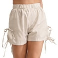 thumbnail image 1 of Kaerm Women's Lace-up Gingham Pajama Shorts Elastic Waistband Boxer Shorts Pajama Bottom Printed Khaki S, 1 of 6