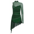 thumbnail image 1 of Kaerm Women's Rhinestones Lyrical Dance Dress Asymmetrical Skirted Leotard Figure Skating Dress Green XXL, 1 of 7