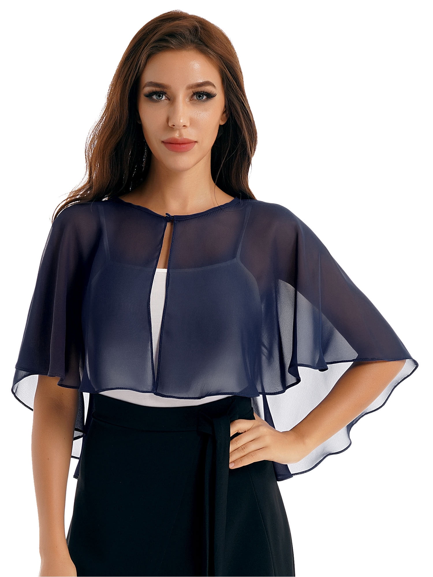 Kaerm Women's Soft Chiffon Shawl Wraps Sheer Shrug for Evening Dress  Wedding Cape Cover Up Navy Blue One Size - Walmart.com