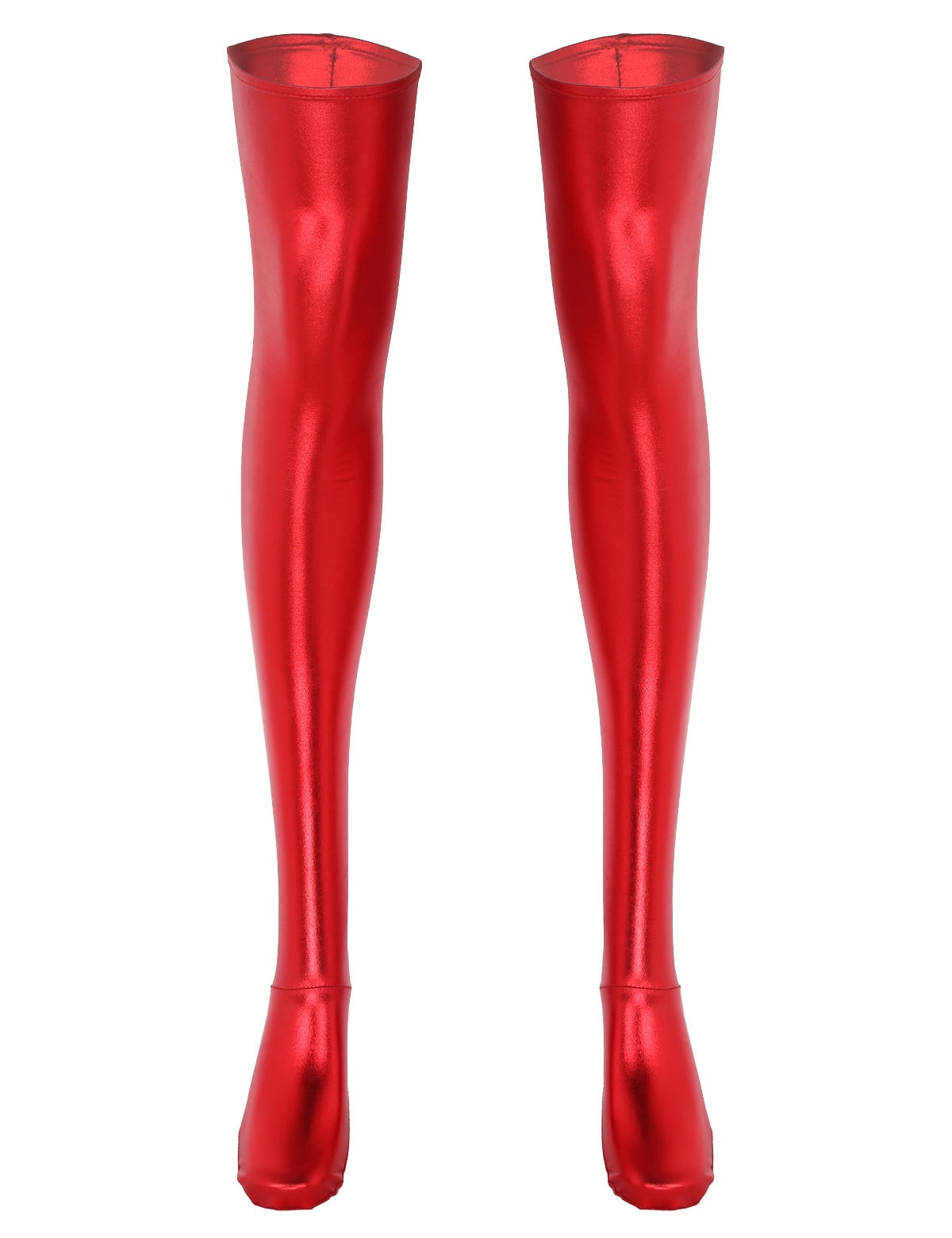 Kaerm Women's Wet Look Spandex Latex Rubber Thigh High Stay up — free download