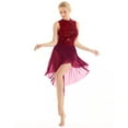 thumbnail image 1 of Kaerm Womens Sparkly Sequins Sleeveless Mock Neck See-through Mesh Hollow Back Flowy Leotard Dress Wine_Red L, 1 of 7