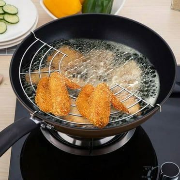 Kaesi 24/26/28/30cm Stainless Steel Semi-circular Frying Pan Oil Drain Rack Shelf