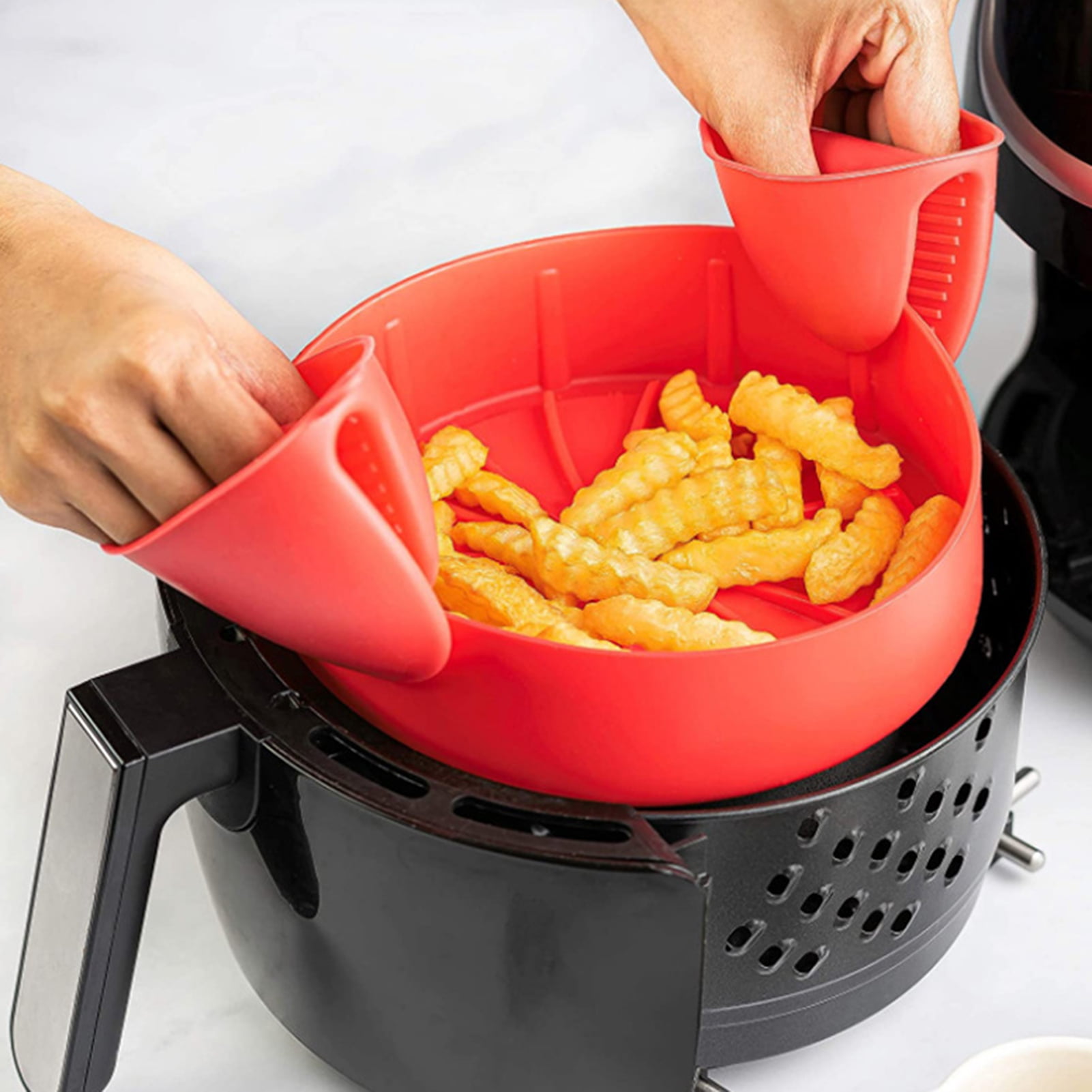 Silicone Air Fryer Pot, No Hard Cleaning Air Fryer Basket