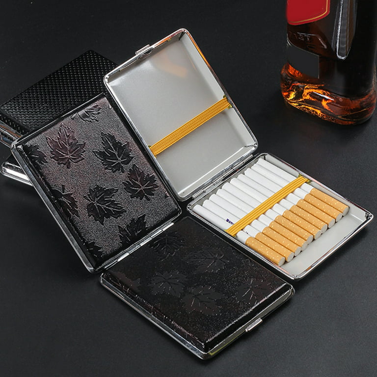 Kaesi Cigarette Storage Box Sturdy Construction Wear Resistant Faux Leather Men's Cigarette Case Metal Clip Cigarette Box for Home, Adult Unisex, Size
