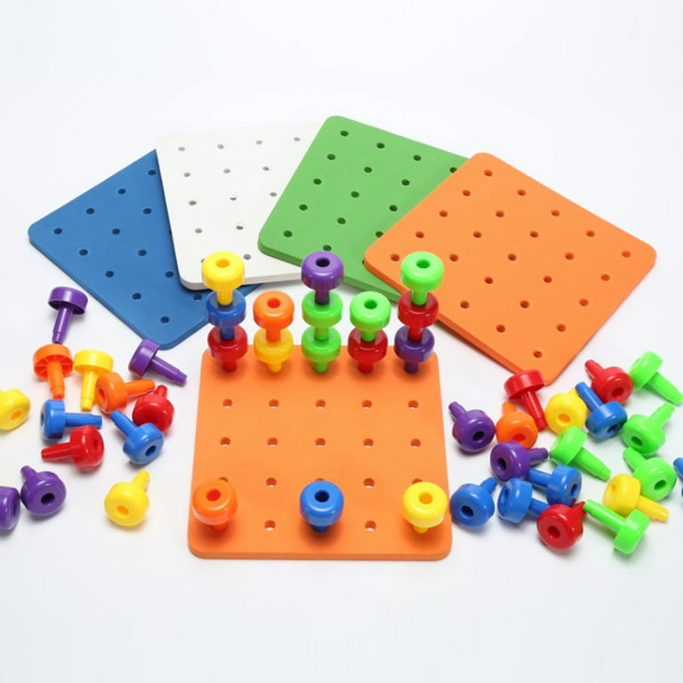Kaesi Creative Kids Early Learning Nail Building Block Stacking Peg Board Set Toddlers, Other