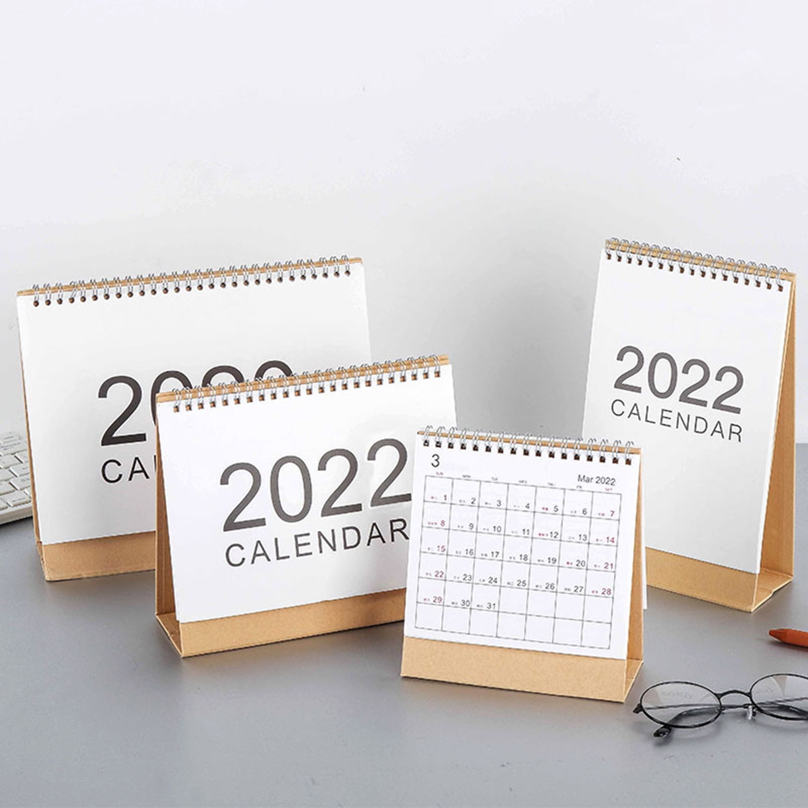 Kaesi Desk Calendar Simple Loose-leaf Paper Standing 2022 Desktop Daily ...
