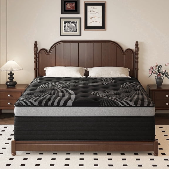 Kafenme 12 inch King Size Mattresses Gel Memory Foam & Spring Hybrid Mattress in a Box Medium Firm Comfort,Adult