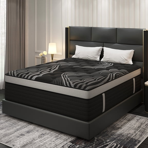 Kafenme 14 inch Twin Mattress Medium Firm Black Hybrid Mattress in a Box Gel Memory Foam Pocket Springs Pressure Relief, Adult
