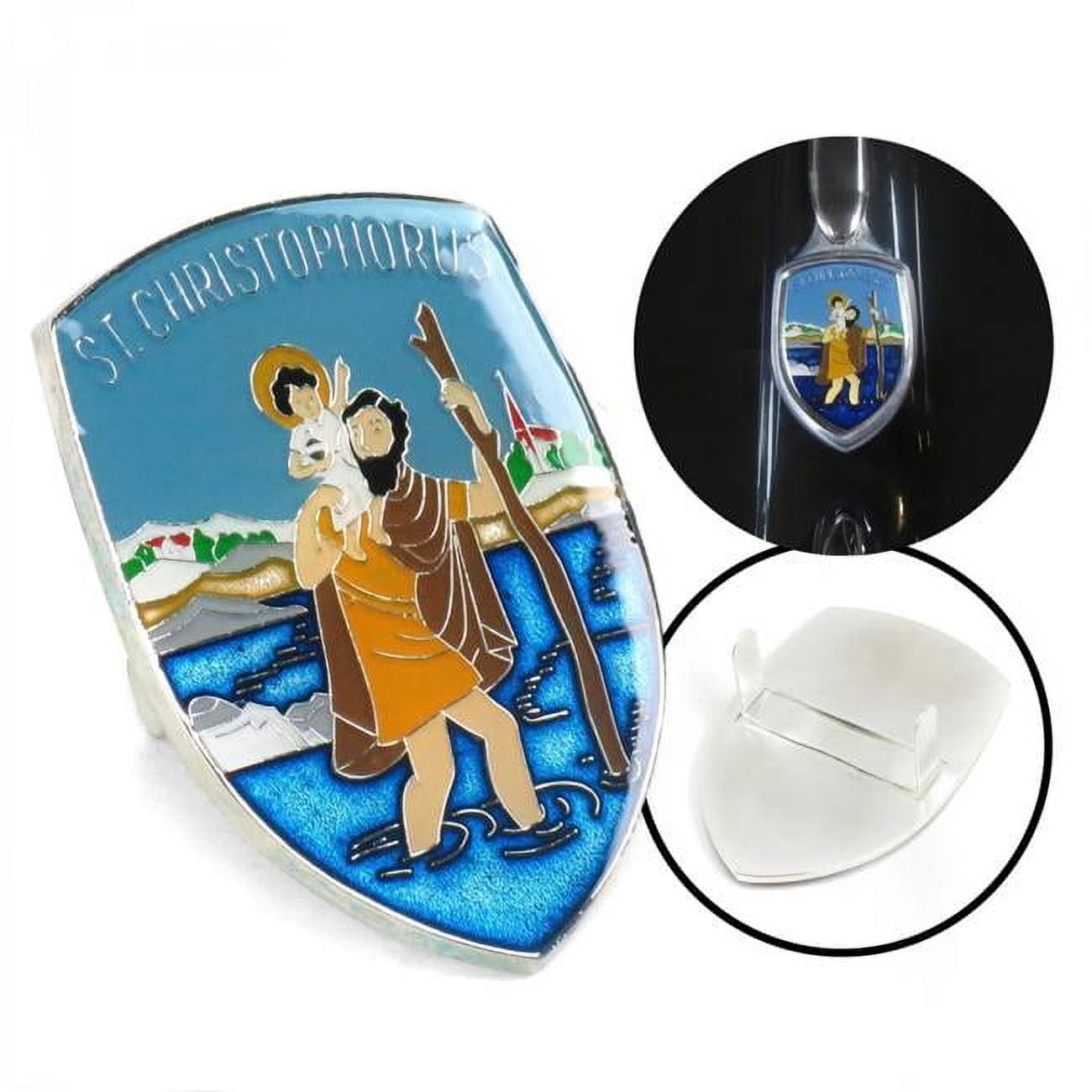 NKlaus Patron Saint Christophorus Motorcycle/Bicycle Badge - Cast Iron, Silver, 3.1cm, Clamp Style