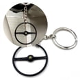 thumbnail image 1 of KaferLab 789236 1955-67 Volkswagen 2 Spoke Bus Black Steering Wheel Keychain - Gold Wolfsburg Button, 1 of 1