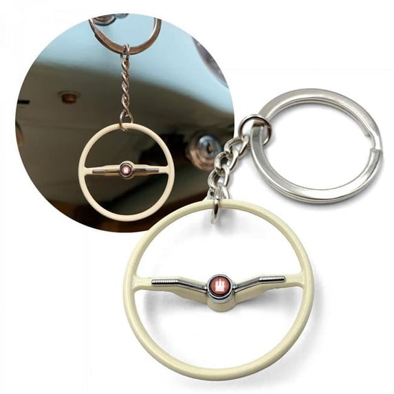 KaferLab 789299 1964-65 Volkswagen Beetle Beige Dished Steering Wheel Keychain - Hamburg Button