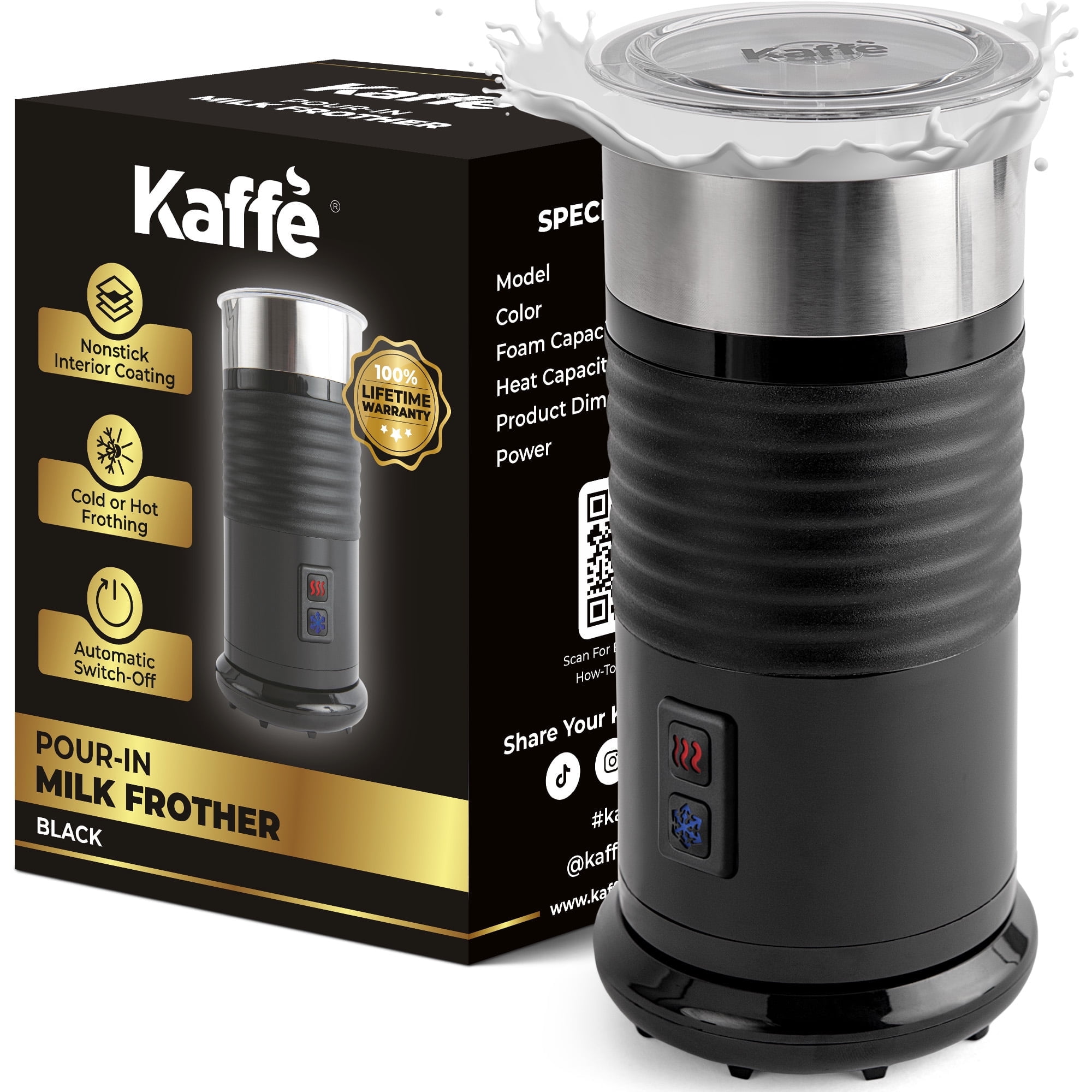 Kaffe 3-in-1 Electric Milk Frother & Steamer