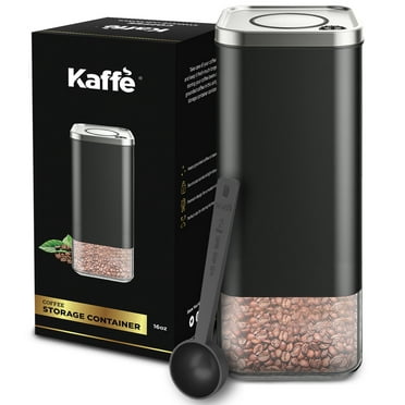 Kaffe Airtight Kitchen Storage Container, Coffee Canister with Airtight Lid (BPA Free) Black / Stainless Steel