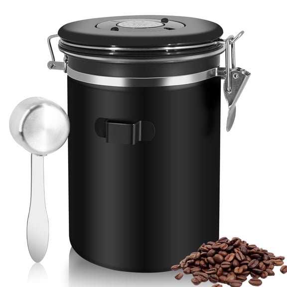 FUNXEE Coffee Canister 1.8L, 304 Food-Grade Steel Vacuum Airtight Container with One Way Valve & Date Tracker