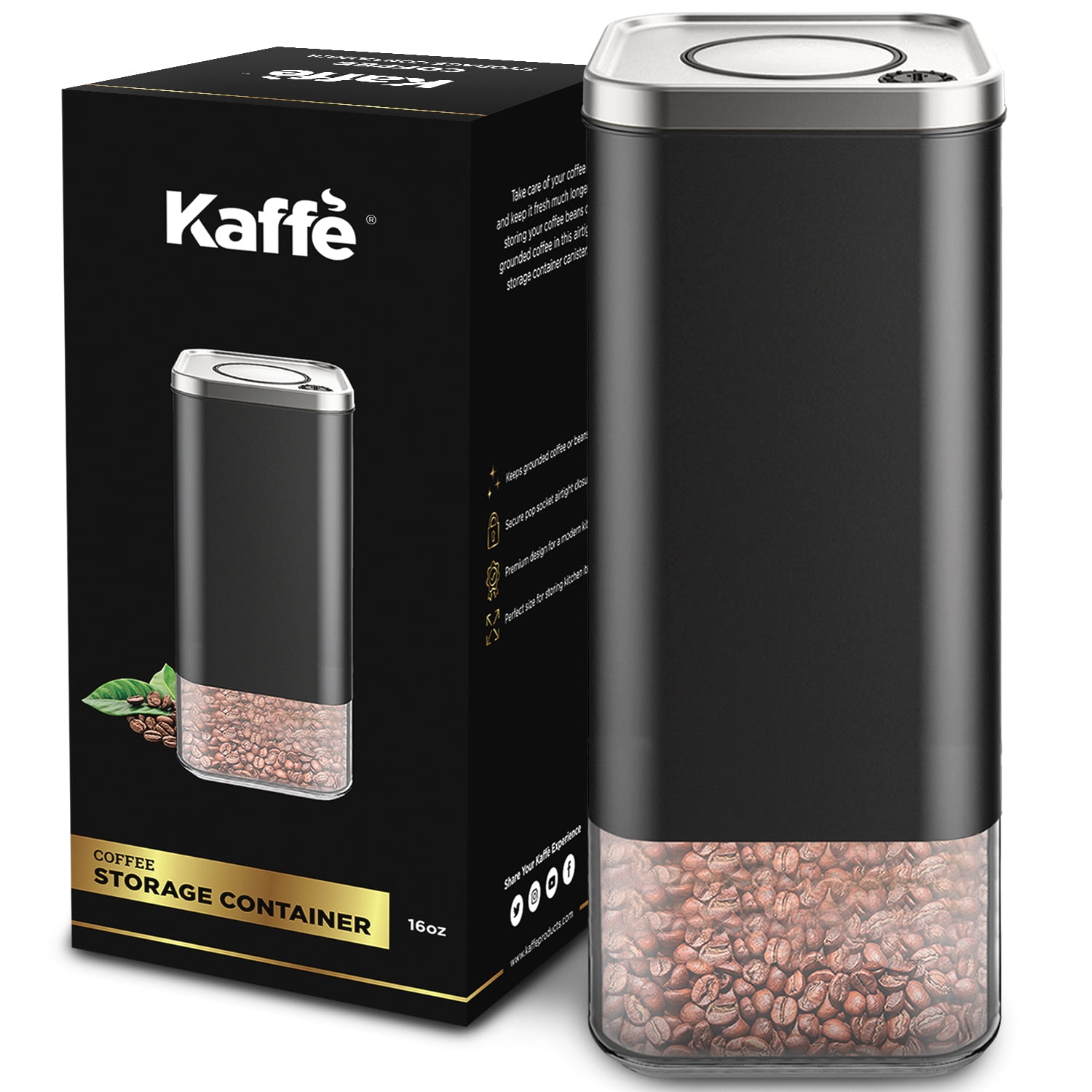 Kaffe Coffee Canister, Perfect Coffee Container Airtight, Smart Coffee