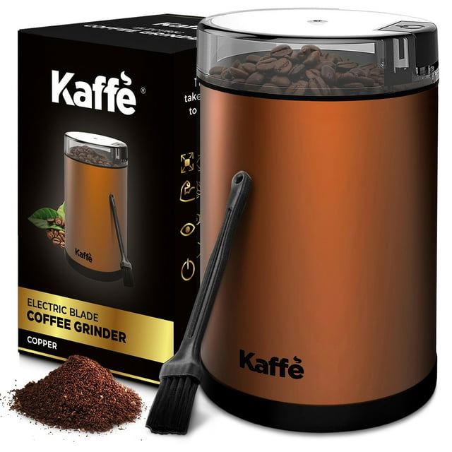 Kaffe Coffee Grinder Electric Copper, (3.5oz/14 Cup) w Free Cleaning