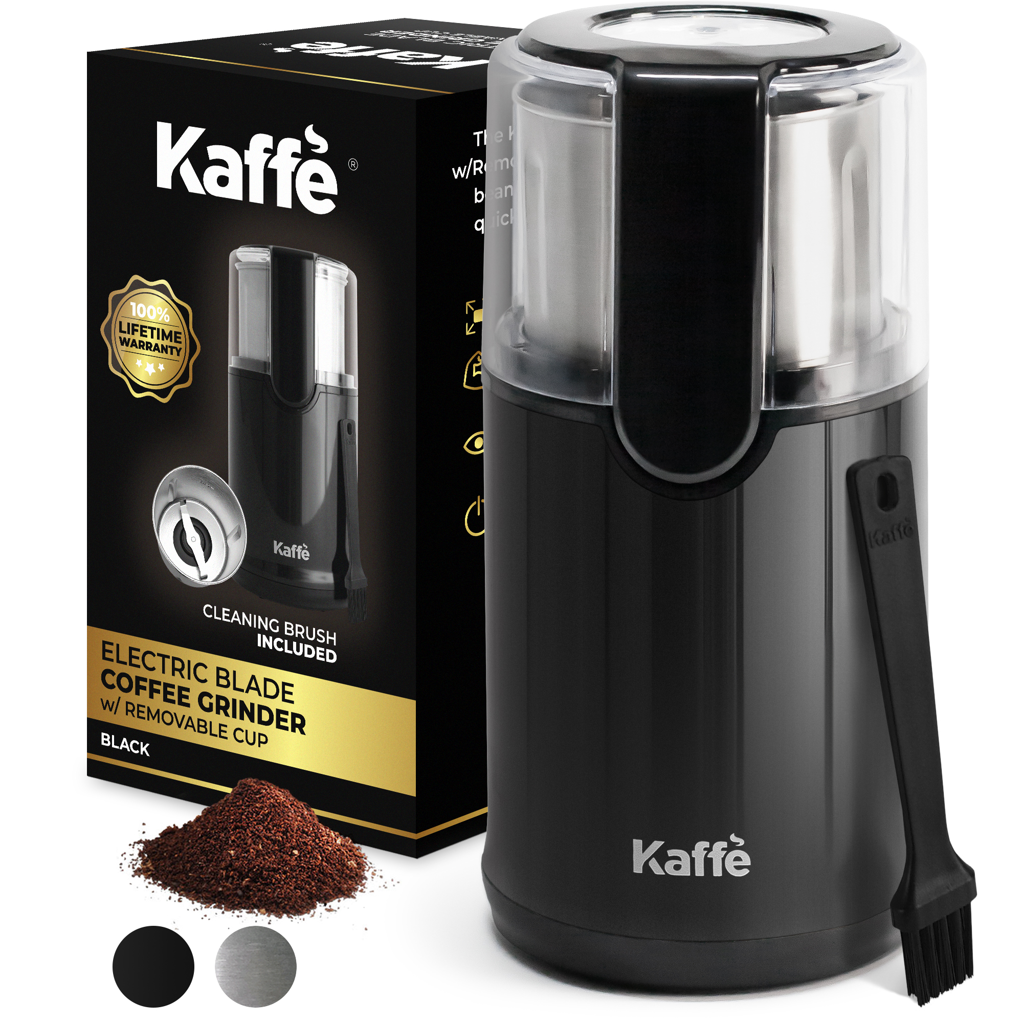 Kaffe Electric Coffee Bean Grinder With Removable Cup 14 Cup Capacity 