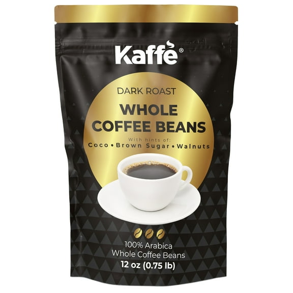 Kaffe Dark Roast Colombian Coffee Beans (12oz) 100% Arabica Whole Bean Coffee with Notes of Cocoa, Brown Sugar & Walnuts Premium Espresso Beans for Grinding