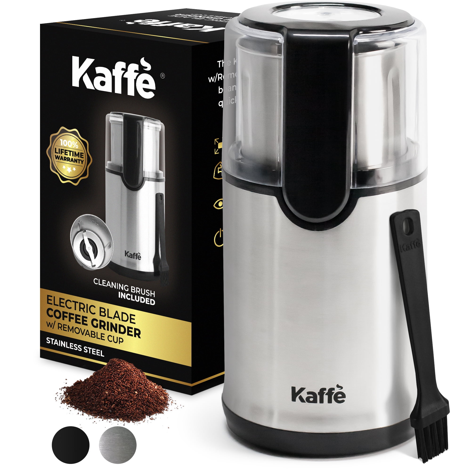 Compact Stainless Steel Electric Coffee Grinder with Adjustable Grind