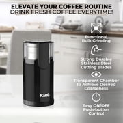 Kaffe Electric Coffee Grinder with Removable Cup 3.5oz - Stainless Steel - Cleaning Brush Included - Espresso Coffee Bean Grinder for Home Use - Black