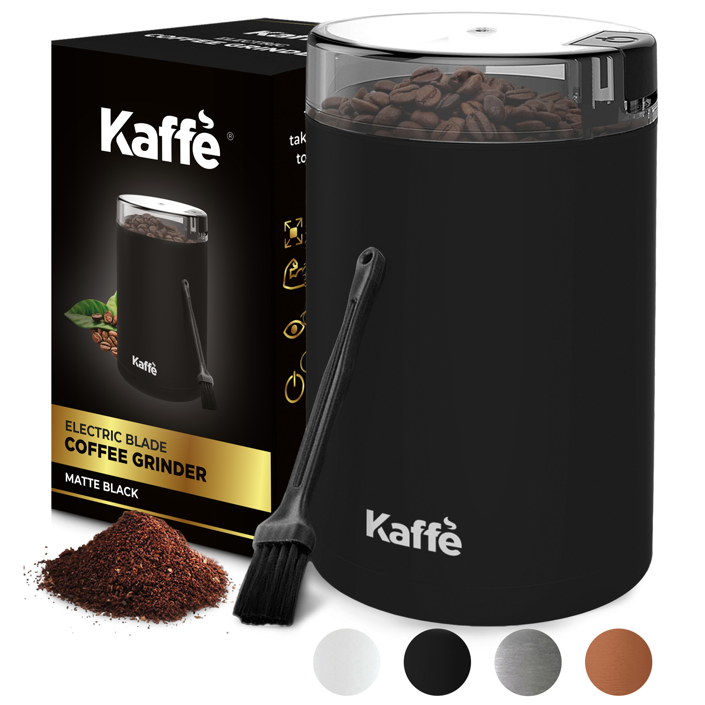 Kaffe Electric Coffee Grinder, Spice Grinder,3.5oz/14 Cup, Matte Black