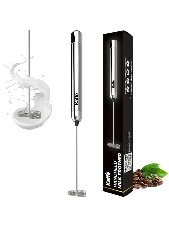 Kaffe Handheld Milk Frother Whisk. Stainless Steel Battery Operated Electric Foamer (Stainless Steel), No Stand