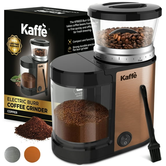Kaffe KF8023 Burr Coffee Grinder, Spice Grinder. 5.5oz/14 Cup, Copper