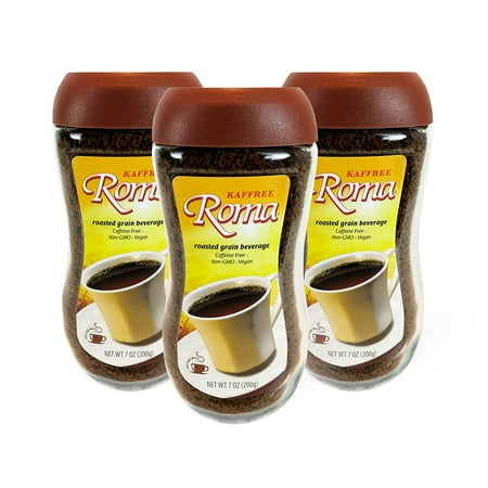 Kaffree Roma - Caffeine Free Roasted Grain Beverage, Rich Coffee Flavor, 7 Oz - PACK OF 3
