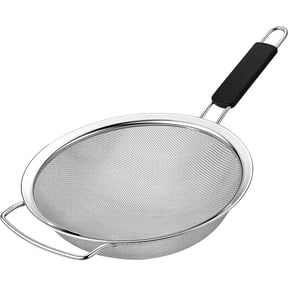 Kafoor 10" Extra Large Fine Mesh Strainer and Colander with Thermo Plastic Rubber Handle - Sieve Fine Mesh Stainless Steel - Ideal to Strain Pasta, Quinoa and Rice