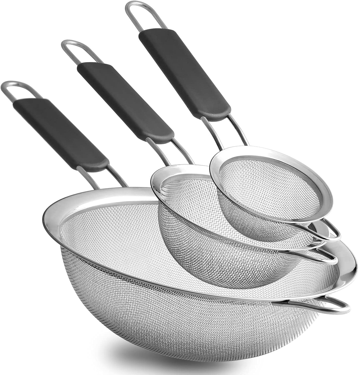 Kafoor Set of 3 Fine Mesh Strainers for Kitchen | 3.4 inch, 5.5 inch and 7.9 inch Fine Mesh Sieves - Walmart.com