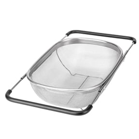 Kafoor Over the Sink Fine Mesh Strainer and Colander for Kitchen, 6-Quart over the Sink Strainer Basket with Extendable Ergonomic Handles and Resting Feet, Multipurpose Fine Mesh Strainer for Kitchen