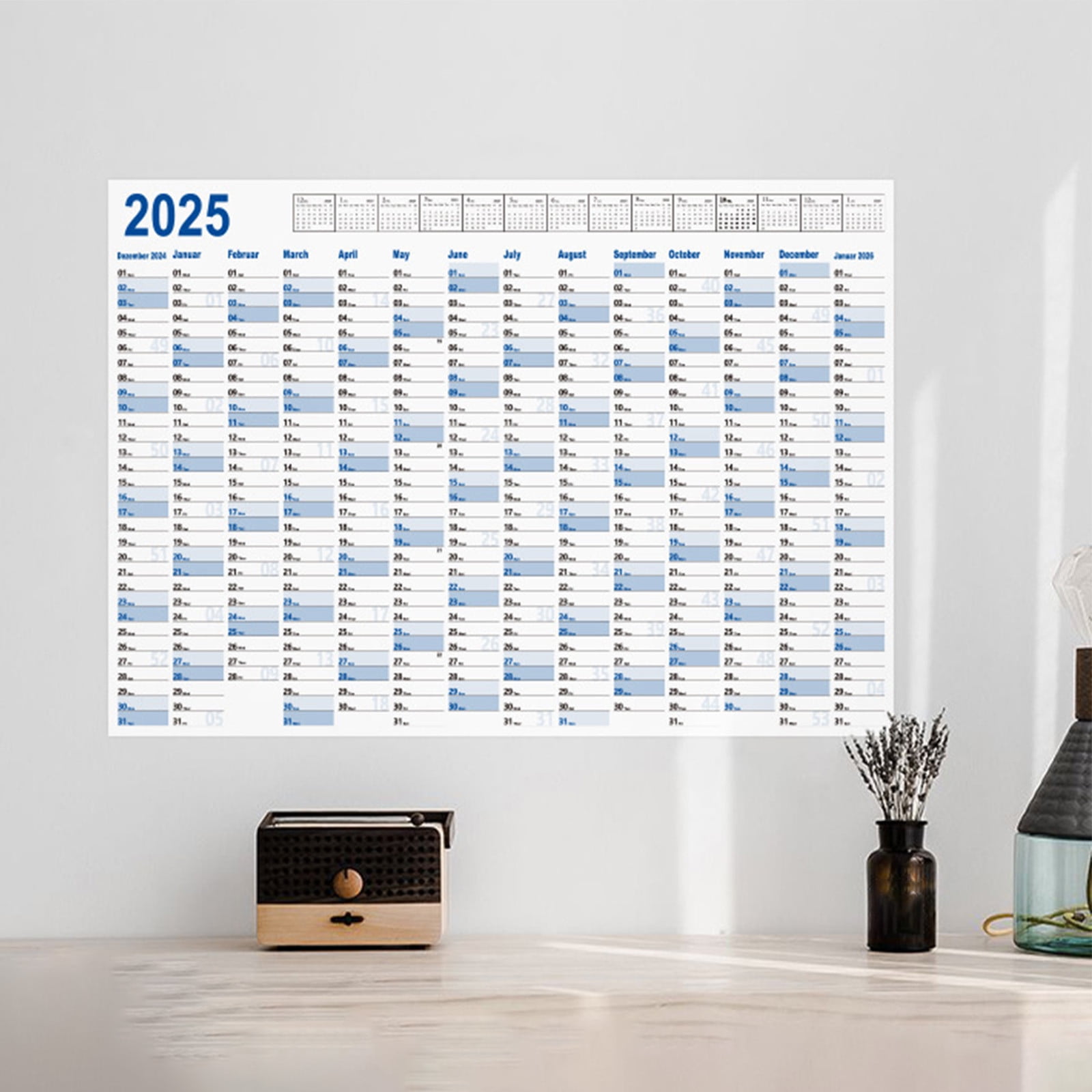 Kafsov 2025 Yearly Calendar Planner with Large Note Sections, Durable