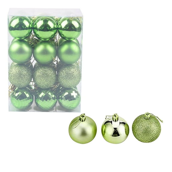Kafsov 24Pcs 40mm/1.57inches Christmas Balls Baubles Ornaments, Shatterproof Shiny Matte Glittering Christmas Tree Hanging Ball Set for Xmas Tree Decorations Green