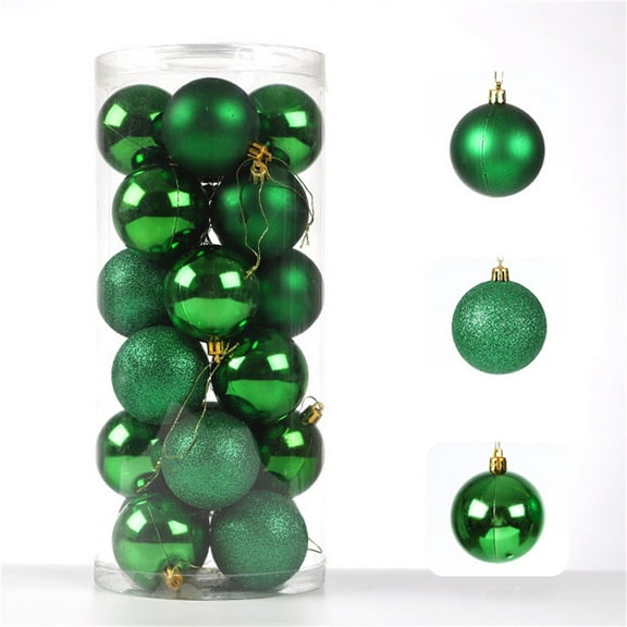 Kafsov 24Pcs Christmas Tree Decoration Balls, 2.36 Inch Christmas Ornaments Set, Plastic Shatterproof Christmas Ball Ornaments Bulk Decor for Xmas Holiday Party Green