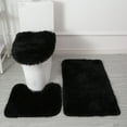 thumbnail image 1 of Kafsov 3-Piece Bathroom Carpet Set, Super Soft Non Slip Mats - Plush Chenille Bath Rug for Tub, Shower, and Floor, Modern Absorbent Bath Mat Combo Black, 1 of 6