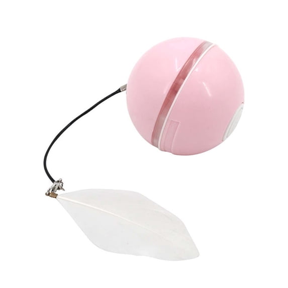 Kafsov Automatic LED Intelligent Cat Toy - Rolling Ball with USB Charging, Obstacle Avoidance, Hibernation Mode, LED Lighting, Feather & Bell Accessories Pink