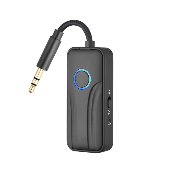 Kafsov Bluetooth 6.0 Transmitter Receiver 3.5mm Wireless Audio Adapter with Isolation IC, 300mAh Battery, 18 Hours, Plastic, for TV, Car & Home Audio black